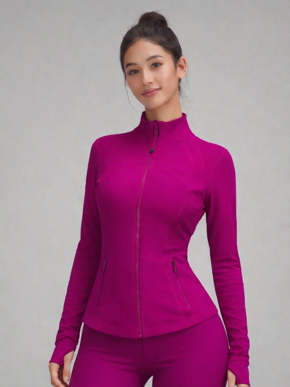 Lululemon Define Jacket & Wunder Train Tight Leggings Magenta Purple Set 4 Small